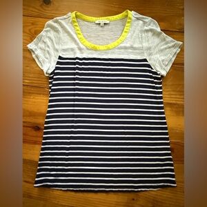 Skies Are Blue Heather Gray Tee with Yellow Trim